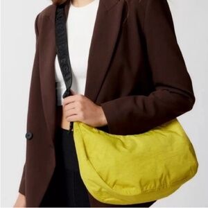 Baggu Crescent Recycled Nylon Medium Crossbody w/ Adjustable Strap in Lemongrass